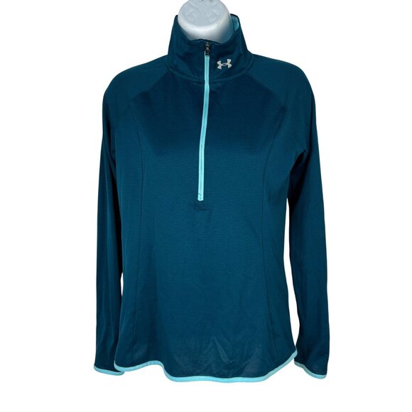 Under Armour Womens HeatGear 1/4 Zip Pullover XS Blue Lightweight Athletic Shirt - Picture 1 of 4